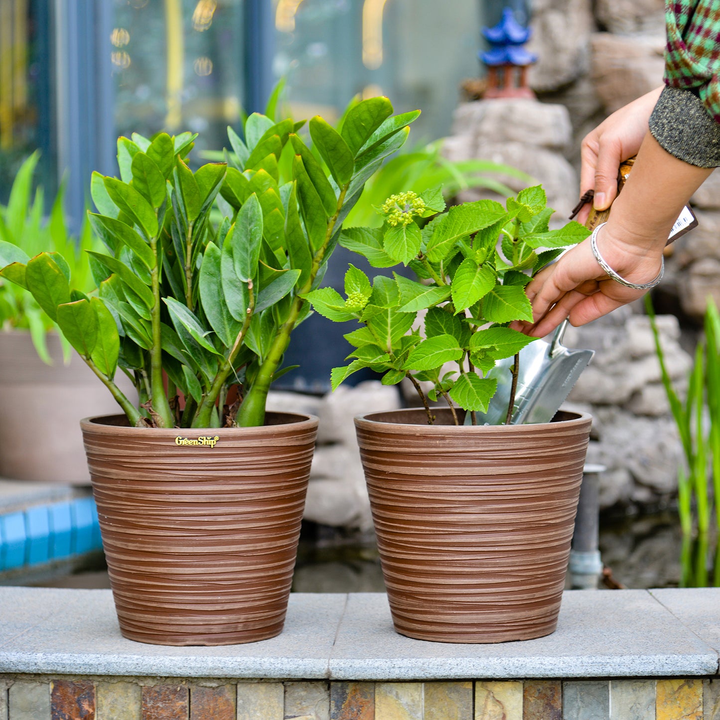 GreenShip Planter 5 in W / 8 in W / 12 in W or Indoor Outdoor Plants, Modern Decorative Plant Pots with Drainage Hole,  Decorative Flower Pots(Plants Not Included)