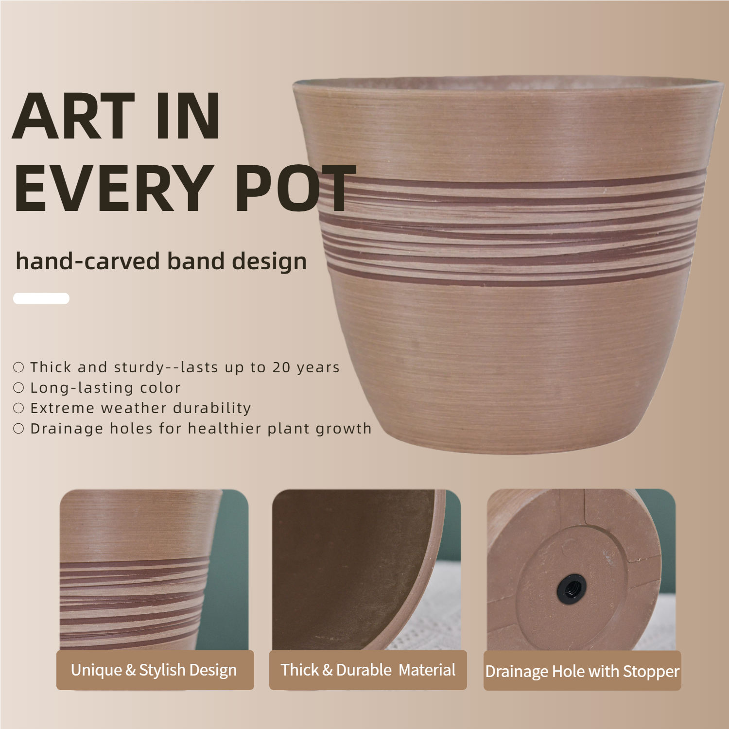 long pots for plants GreenShip Planter Pots for Indoor & Outdoor Plants, Set of 2 Modern De – GreenShip Garden USA