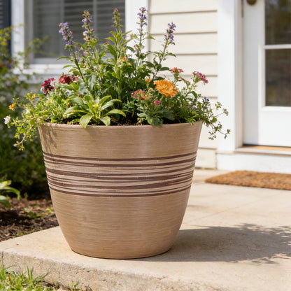 GreenShip Planter Pots for Indoor & Outdoor Plants, Set of 2 Modern Decorative Flower Pots with Drainage Hole