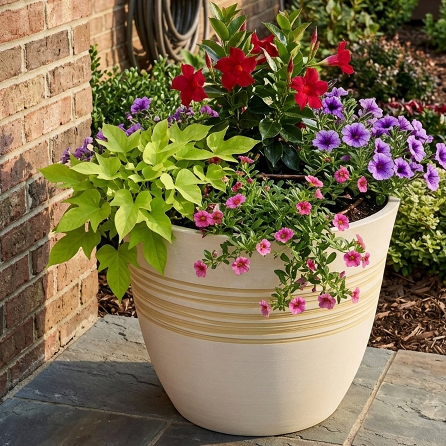 GreenShip Planter Pots for Indoor & Outdoor Plants, Set of 2 Modern Decorative Flower Pots with Drainage Hole