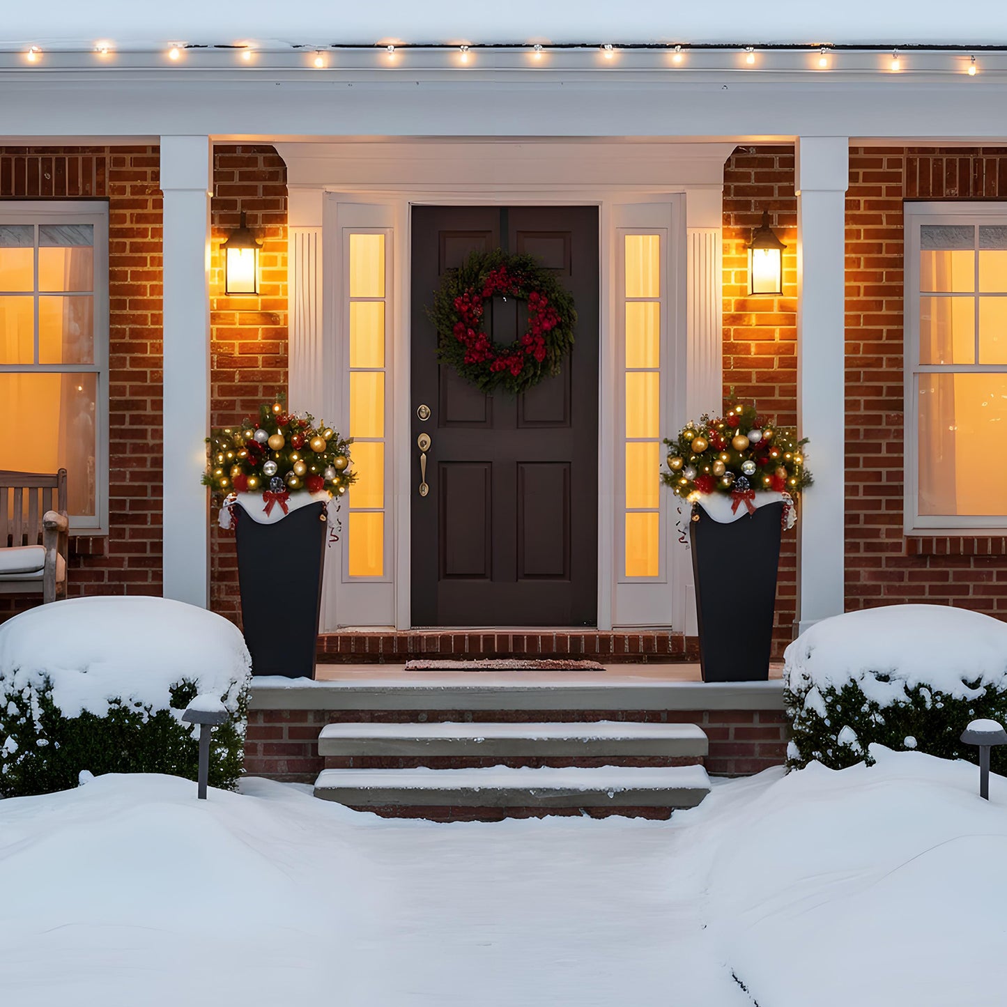 GreenShip 27 inch Tall Planters for Outdoor Plants, Large Flower Pots with Drainage & Inner Shelf, Modern Decorative Garden Pots for Porch, Patio, Front Door