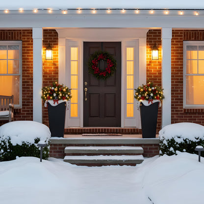 GreenShip 27 inch Tall Planters for Outdoor Plants, Large Flower Pots with Drainage & Inner Shelf, Modern Decorative Garden Pots for Porch, Patio, Front Door