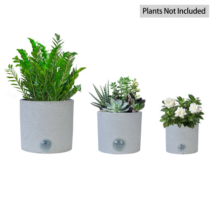 GreenShip Cylinder Self-Watering Plant Pots for Indoor Plants, 5 6 8 inch Set of 3 Planter with Self-Watering Spikes, Modern Decorative Flower Pots(Plants Not Included)