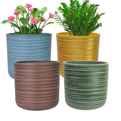 GreenShip Planter for Indoor Plants,8 inch or 10 inch Plant Pots with Drainage Hole,Modern Plant Pots,Decorative Flower Pots(Plants Not Included)