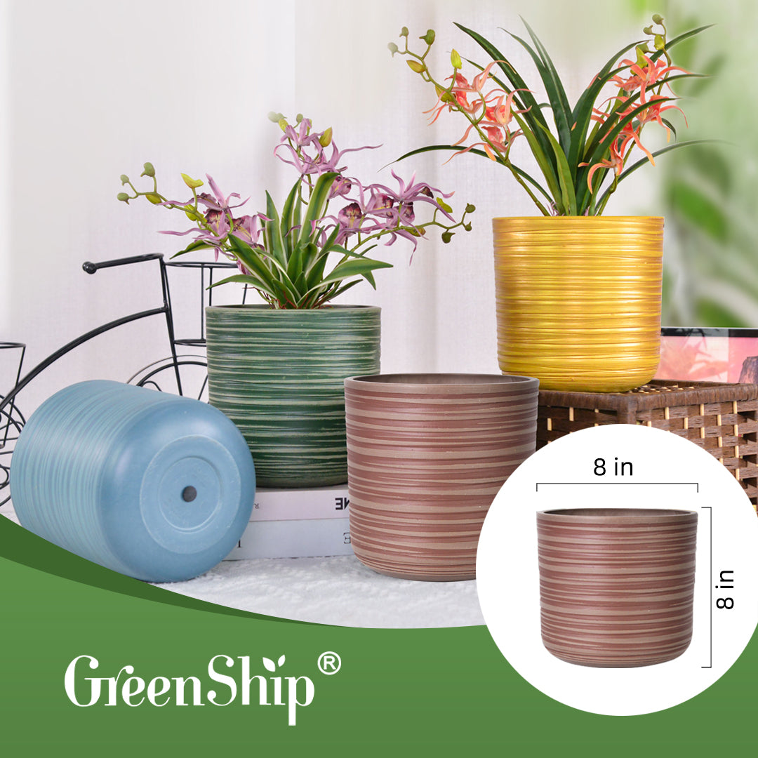 GreenShip Planter for Indoor Plants,8 inch or 10 inch Plant Pots with Drainage Hole,Modern Plant Pots,Decorative Flower Pots(Plants Not Included)