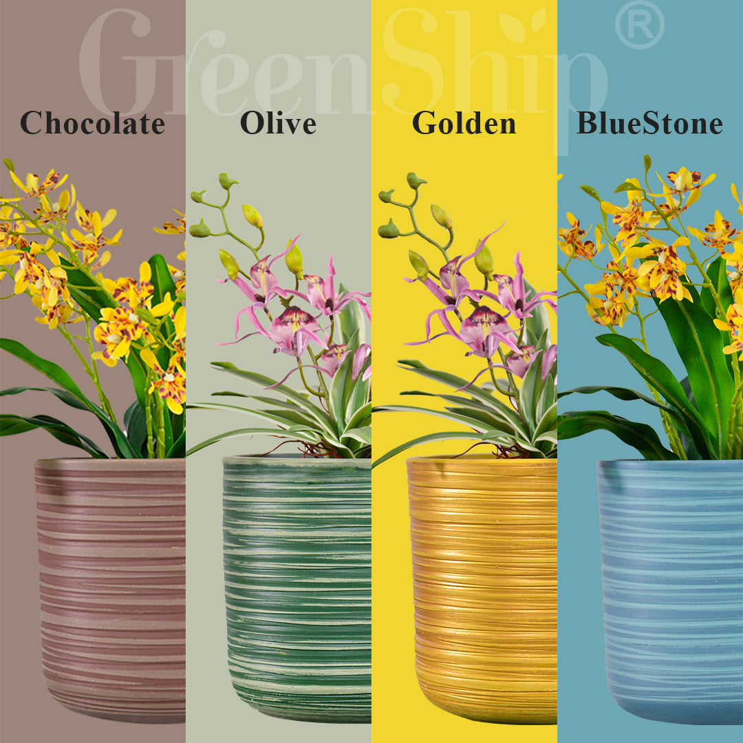 GreenShip Planter for Indoor Plants,8 inch or 10 inch Plant Pots with Drainage Hole,Modern Plant Pots,Decorative Flower Pots(Plants Not Included)