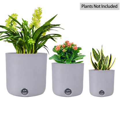 GreenShip 3 Pack Self-Watering Pots for Indoor Plants, 6 inch 8 inch 10 inch Planter, Modern Decorative Flower Pots(Plants Not Included)