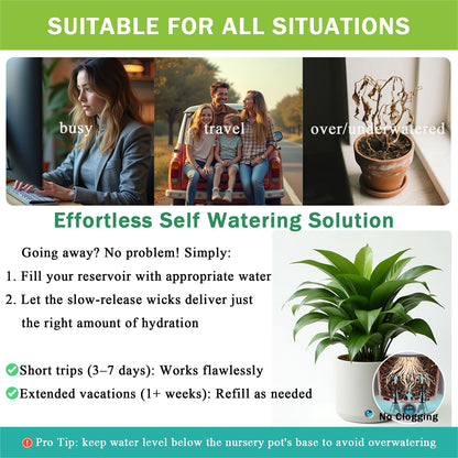 GreenShip Self Watering Spikes for Indoor & Outdoor Plants, Automatic Plant Watering Stakes, Patented Wick Spikes, Vacation Use,Fits Height 4.7"-12" Planters