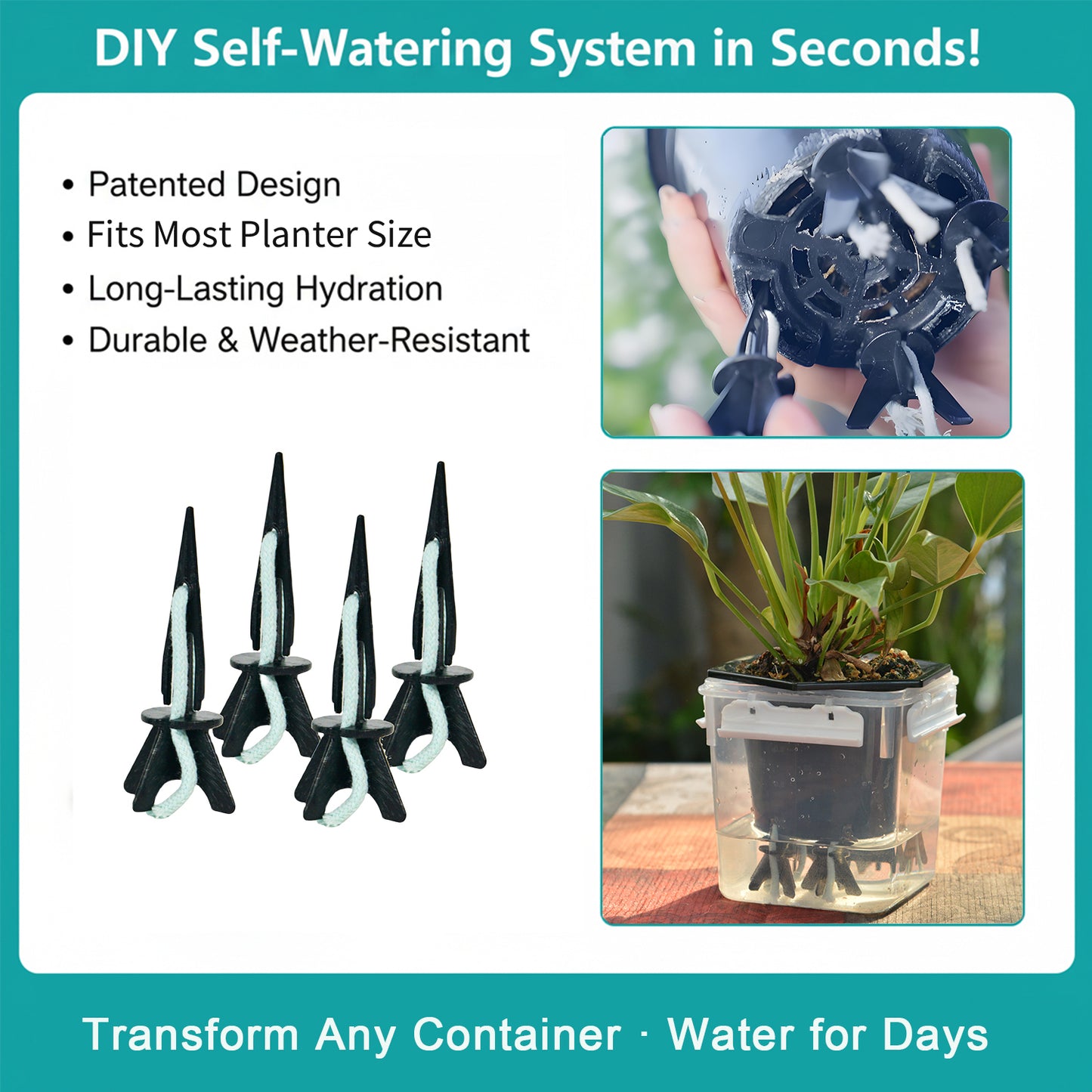 GreenShip Self Watering Spikes for Indoor & Outdoor Plants, Automatic Plant Watering Stakes, Patented Wick Spikes, Vacation Use