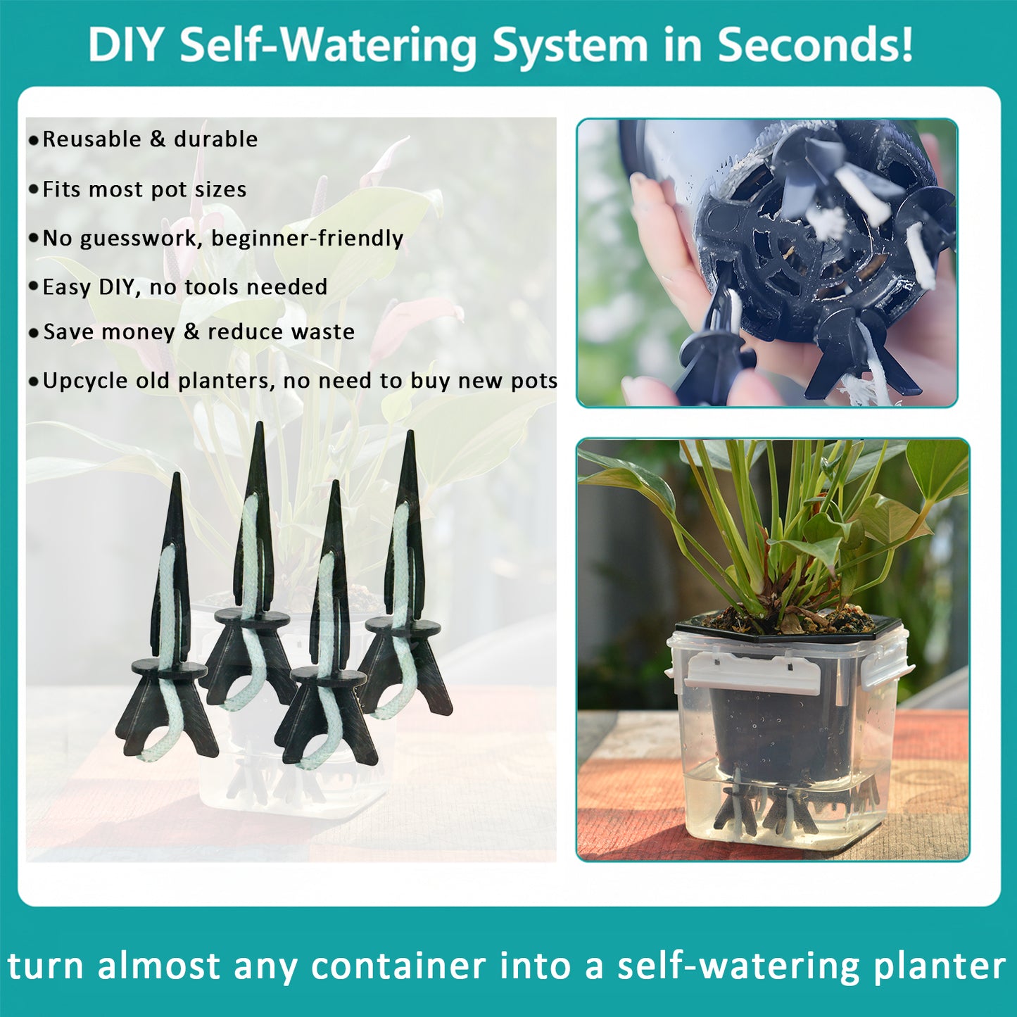 GreenShip Self Watering Spikes for Indoor & Outdoor Plants, Automatic Plant Watering Stakes, Patented Wick Spikes, Vacation Use