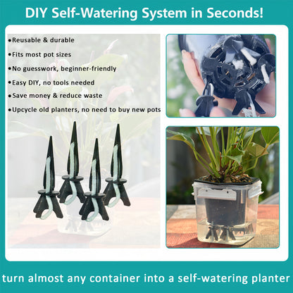 GreenShip Self Watering Spikes for Indoor & Outdoor Plants, Automatic Plant Watering Stakes, Patented Wick Spikes, Vacation Use,Fits Height 4.7"-12" Planters