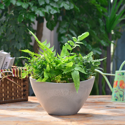 GreenShip 2 Pack Curved Planter for Indoor Plants, Plant Pots with Drainage Hole, Decorative Flower Pots, Plant Pot Bowl(Plants Not Included)