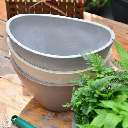 GreenShip 2 Pack Curved Planter for Indoor Plants, Plant Pots with Drainage Hole, Decorative Flower Pots, Plant Pot Bowl(Plants Not Included)