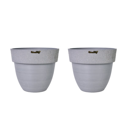 GreenShip 12 14 inch Large Planter with Drainage Hole,Modern Plant Pots for Indoor Outdoor Garden Plants and Flowers,LightGrey(Plants Not Included)