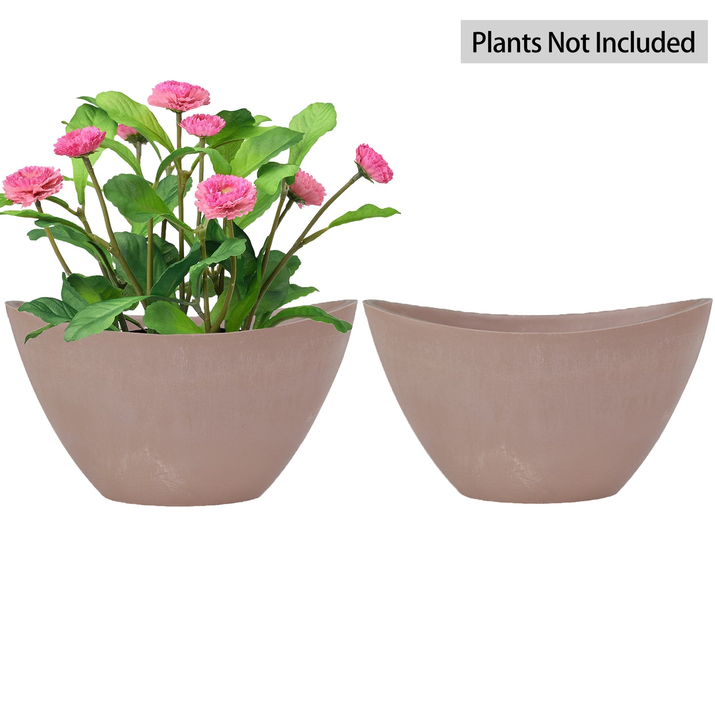 GreenShip 2 Pack Curved Planter for Indoor Plants, 12 14 16 inch Plant Pots with Drainage Hole, Decorative Flower Pots, Plant Pot Bowl(Plants Not Included)