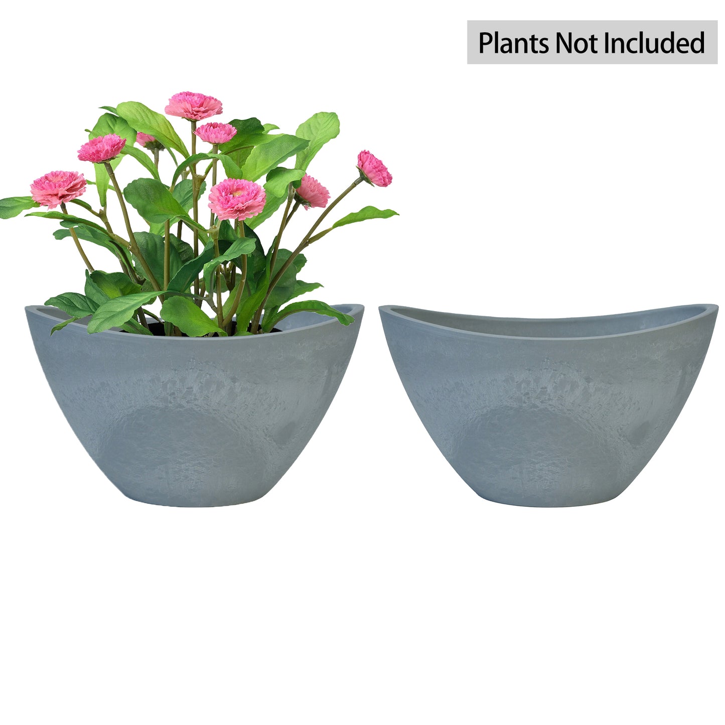 GreenShip 2 Pack Curved Planter for Indoor Plants, 12 14 16 inch Plant Pots with Drainage Hole, Decorative Flower Pots, Plant Pot Bowl(Plants Not Included)