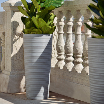 GreenShip 27 inch Tall Round Planters for Porch Set of  2, Large Outdoor Planter Pots with Drainage Hole