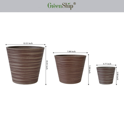 GreenShip Planter 5 in W / 8 in W / 12 in W or Indoor Outdoor Plants, Modern Decorative Plant Pots with Drainage Hole,  Decorative Flower Pots(Plants Not Included)