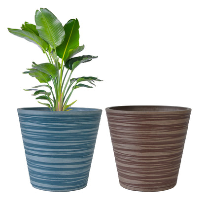 GreenShip Planter 5 in W / 8 in W / 12 in W or Indoor Outdoor Plants, Modern Decorative Plant Pots with Drainage Hole,  Decorative Flower Pots(Plants Not Included)