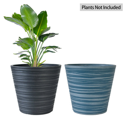 GreenShip Planter 5 in W / 8 in W / 12 in W or Indoor Outdoor Plants, Modern Decorative Plant Pots with Drainage Hole,  Decorative Flower Pots(Plants Not Included)