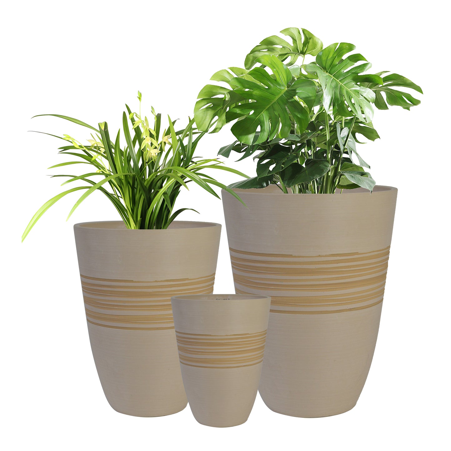 GreenShip Plant Pots 6 inch 8 inch 10 inch for Indoor Plants,  Set of 3 Modern Decorative Planter ts with Drainage Hole,  Decorative Flower Pots(Plants Not Included)