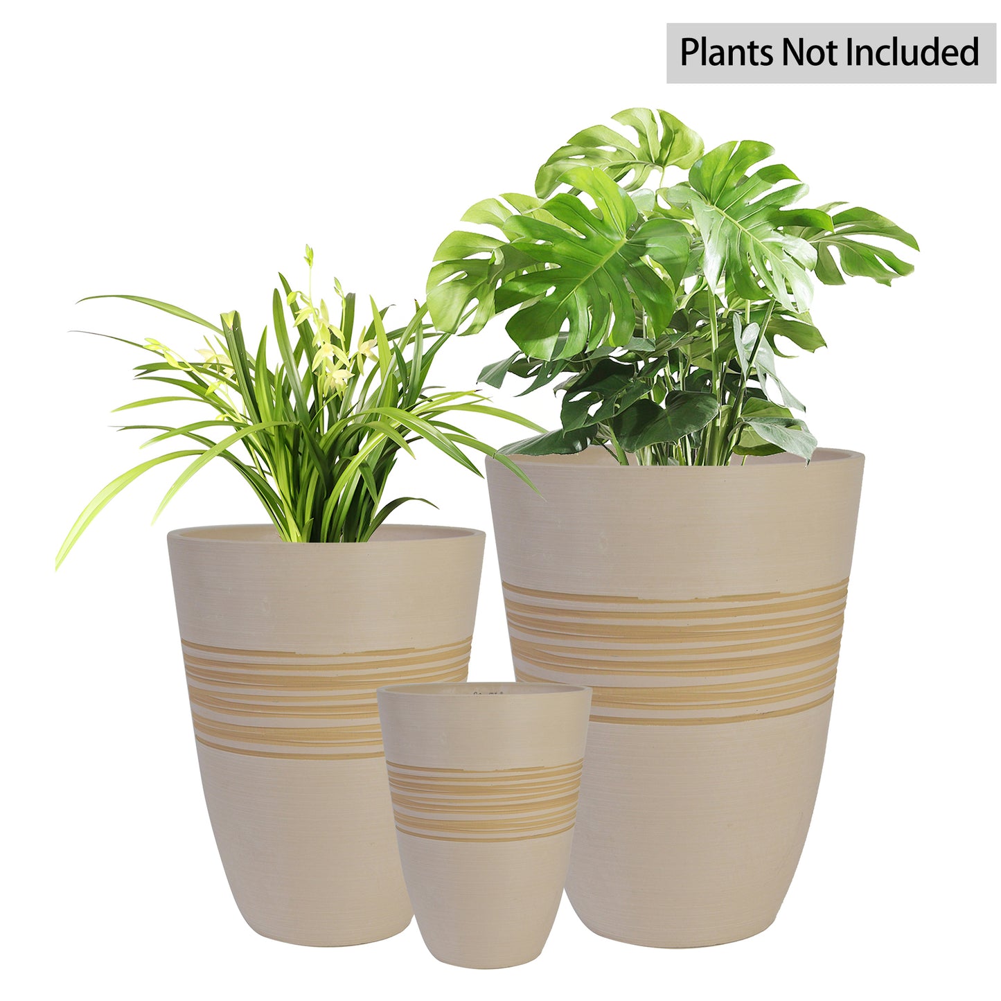 GreenShip Plant Pots 6 inch 8 inch 10 inch for Indoor Plants,  Set of 3 Modern Decorative Planter ts with Drainage Hole,  Decorative Flower Pots(Plants Not Included)