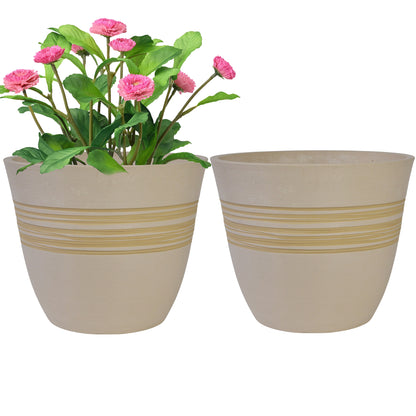 GreenShip Planter for Indoor Outdoor Plants,  Set of 2 Modern Decorative Plant Pots with Drainage Hole,  Decorative Flower Pots(Plants Not Included)