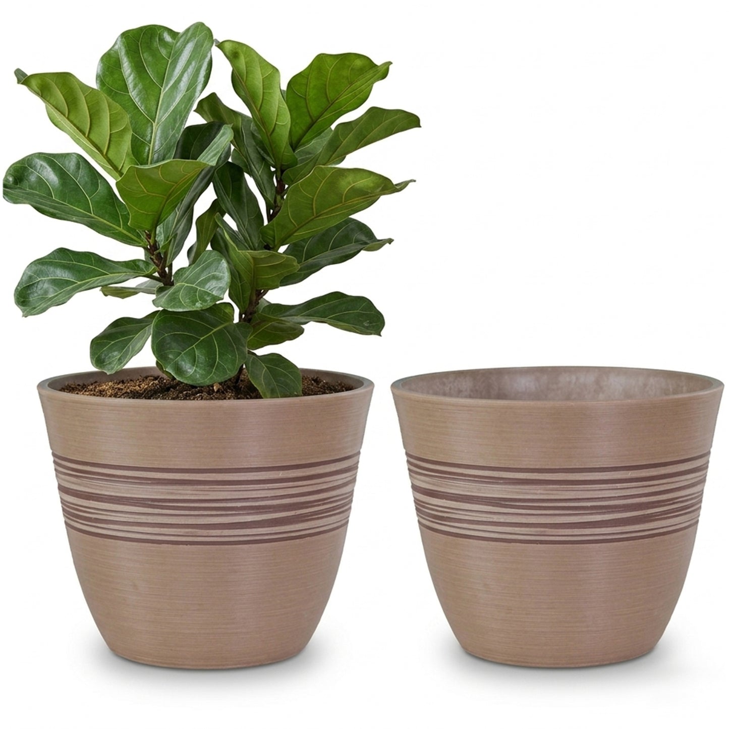 GreenShip Planter Pots for Indoor & Outdoor Plants, Set of 2 Modern Decorative Flower Pots with Drainage Hole