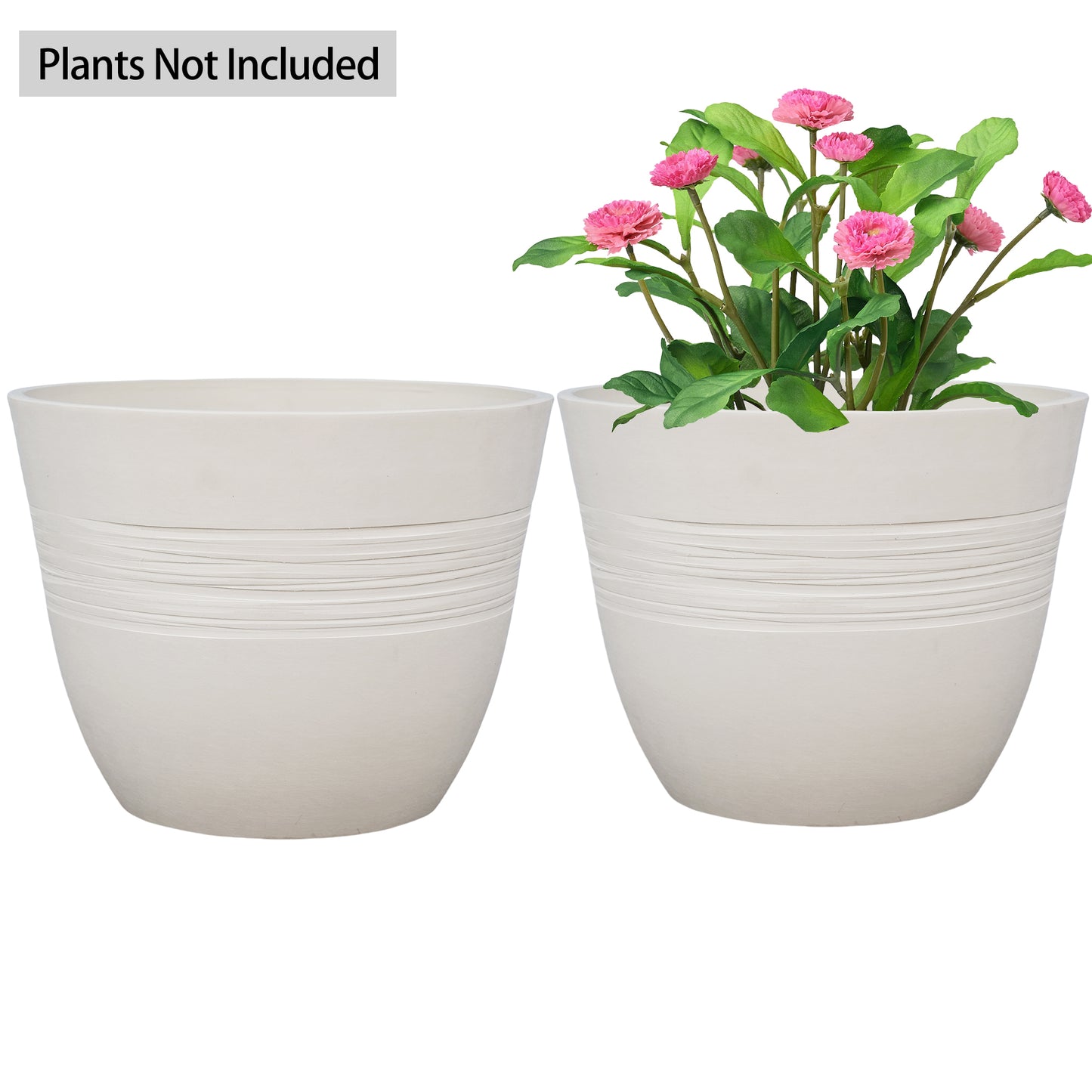 GreenShip Planter for Indoor Outdoor Plants,  Set of 2 Modern Decorative Plant Pots with Drainage Hole,  Decorative Flower Pots(Plants Not Included)