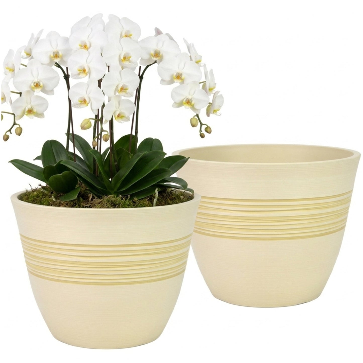 GreenShip Planter Pots for Indoor & Outdoor Plants, Set of 2 Modern Decorative Flower Pots with Drainage Hole