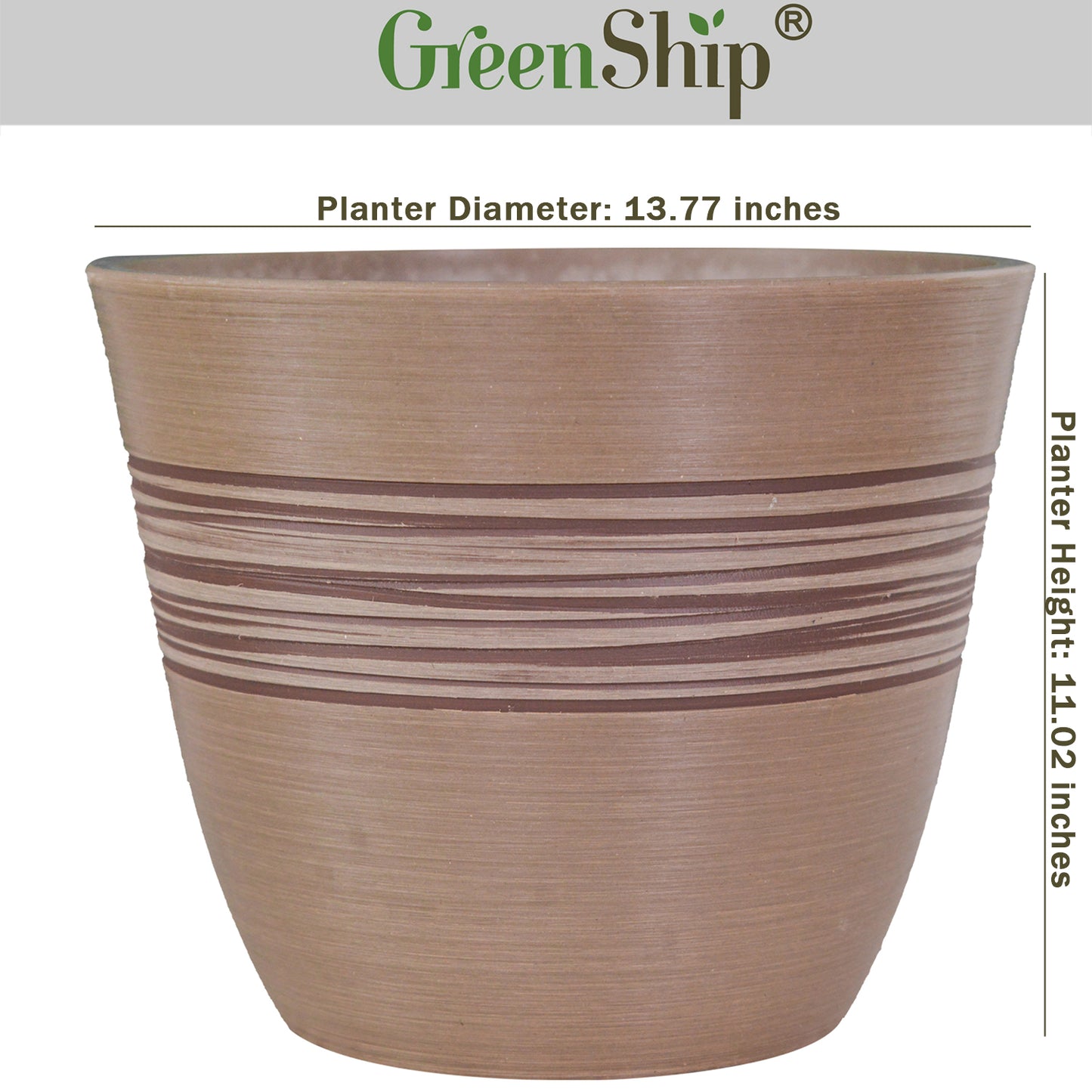 GreenShip Planter Pots for Indoor & Outdoor Plants, Set of 2 Modern Decorative Flower Pots with Drainage Hole