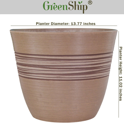 GreenShip Planter Pots for Indoor & Outdoor Plants, Set of 2 Modern Decorative Flower Pots with Drainage Hole