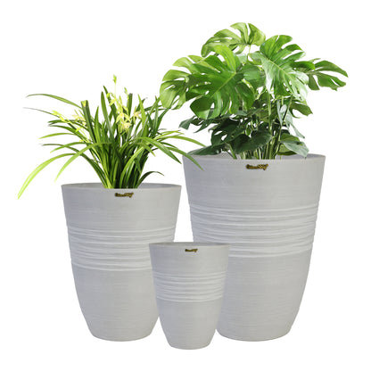 GreenShip Plant Pots 6 inch 8 inch 10 inch for Indoor Plants,  Set of 3 Modern Decorative Planter ts with Drainage Hole,  Decorative Flower Pots(Plants Not Included)