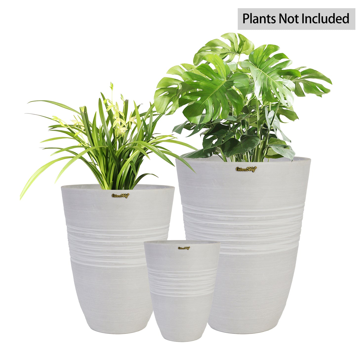 GreenShip Plant Pots 6 inch 8 inch 10 inch for Indoor Plants,  Set of 3 Modern Decorative Planter ts with Drainage Hole,  Decorative Flower Pots(Plants Not Included)