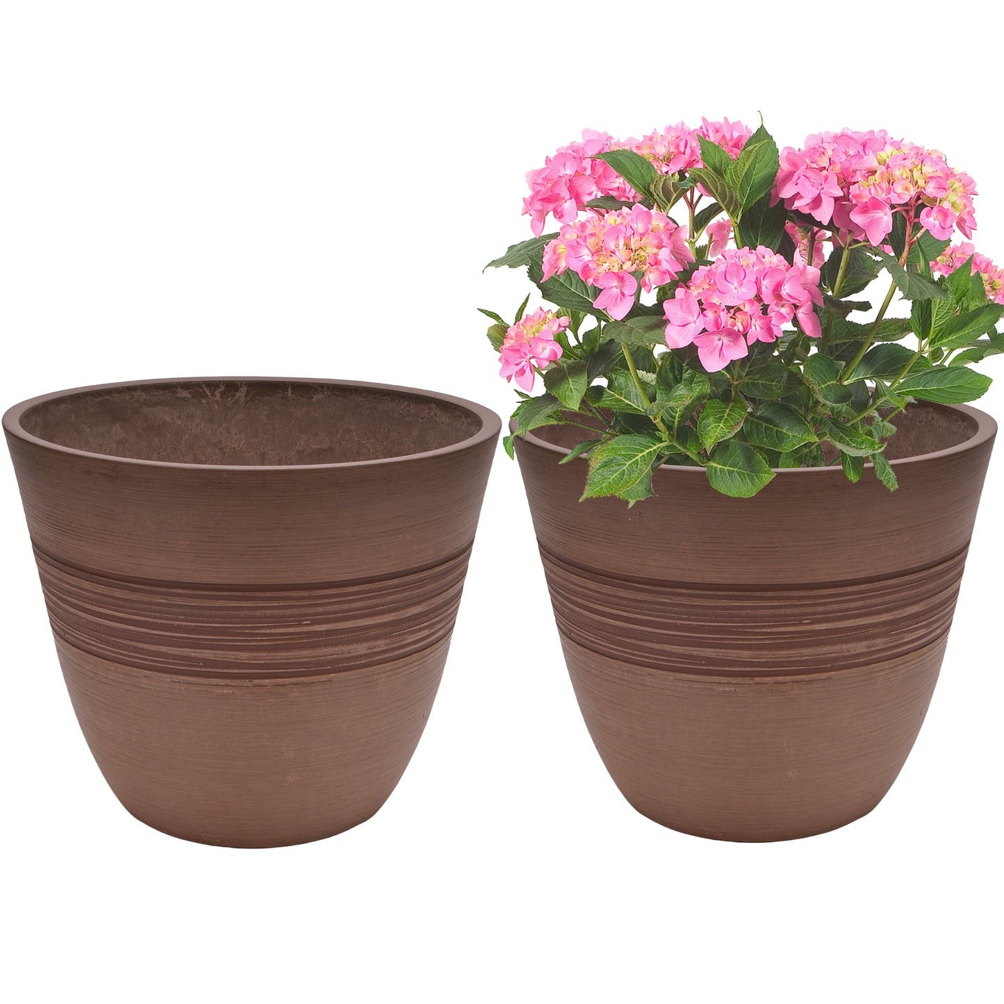 GreenShip Planter for Indoor Outdoor Plants,  Set of 2 Modern Decorative Plant Pots with Drainage Hole,  Decorative Flower Pots(Plants Not Included)