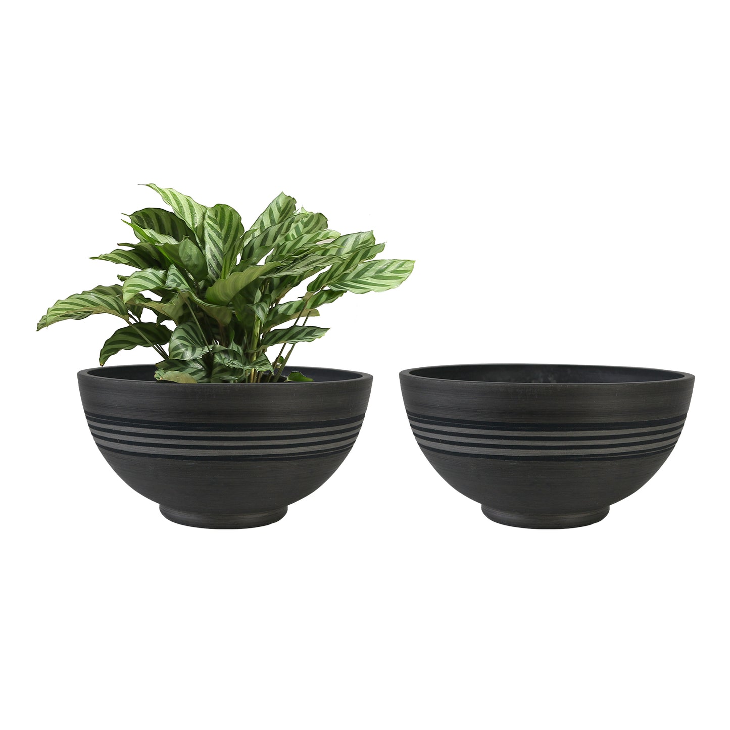 GreenShip 13 inch Planter for Indoor Plants,  Set of 2 Modern Decorative Plant Pots with Drainage Hole,  Cute Bowl Shape Flower Pots(Plants Not Included)