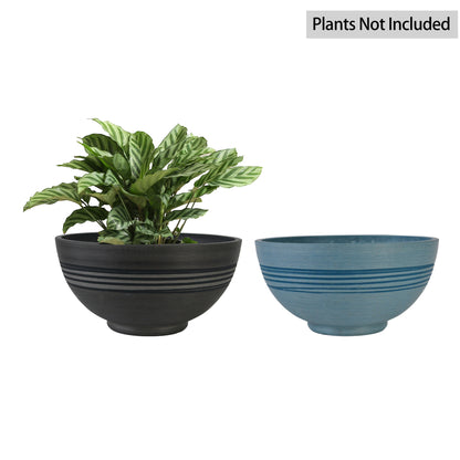 GreenShip 13 inch Planter for Indoor Plants,  Set of 2 Modern Decorative Plant Pots with Drainage Hole,  Cute Bowl Shape Flower Pots(Plants Not Included)