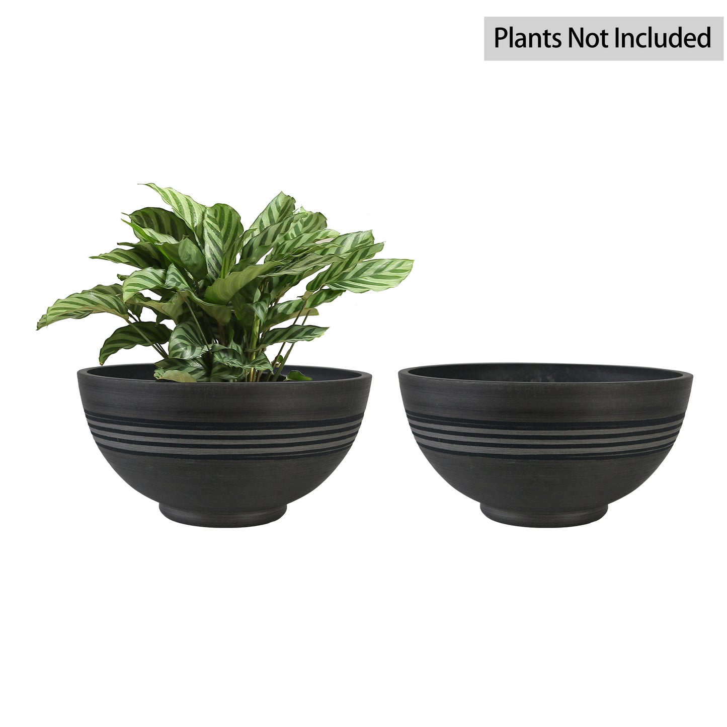 GreenShip 13 inch Planter for Indoor Plants,  Set of 2 Modern Decorative Plant Pots with Drainage Hole,  Cute Bowl Shape Flower Pots(Plants Not Included)