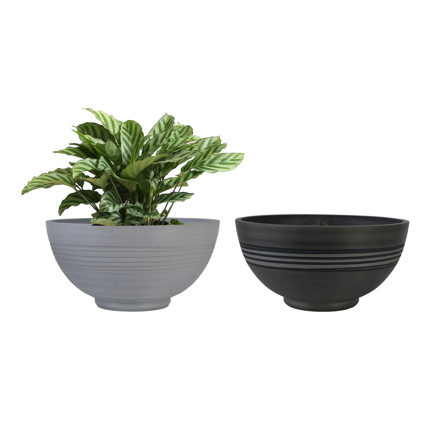 GreenShip 13 inch Planter for Indoor Plants,  Set of 2 Modern Decorative Plant Pots with Drainage Hole,  Cute Bowl Shape Flower Pots(Plants Not Included)