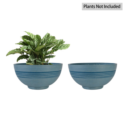 GreenShip 13 inch Planter for Indoor Plants,  Set of 2 Modern Decorative Plant Pots with Drainage Hole,  Cute Bowl Shape Flower Pots(Plants Not Included)