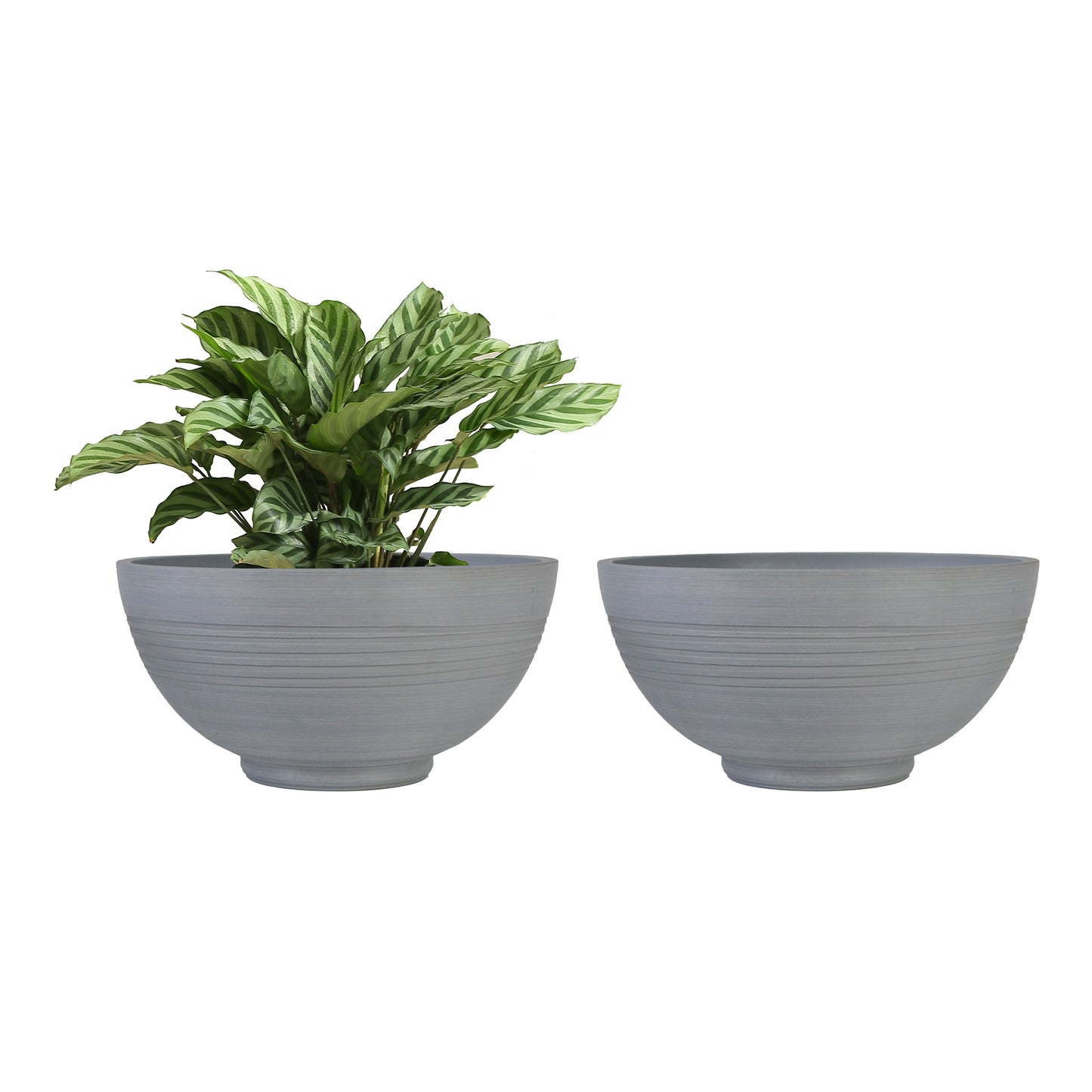 GreenShip 13 inch Planter for Indoor Plants,  Set of 2 Modern Decorative Plant Pots with Drainage Hole,  Cute Bowl Shape Flower Pots(Plants Not Included)