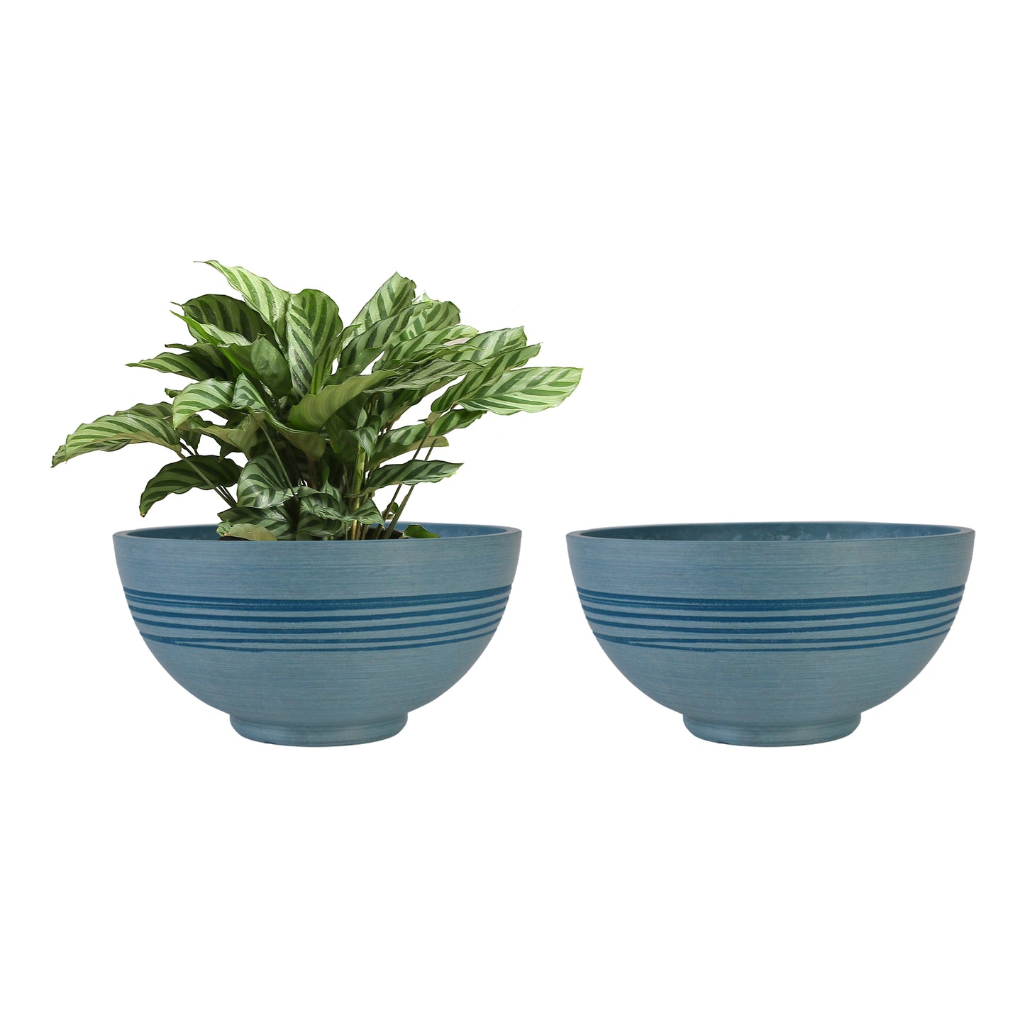 GreenShip 13 inch Planter for Indoor Plants,  Set of 2 Modern Decorative Plant Pots with Drainage Hole,  Cute Bowl Shape Flower Pots(Plants Not Included)