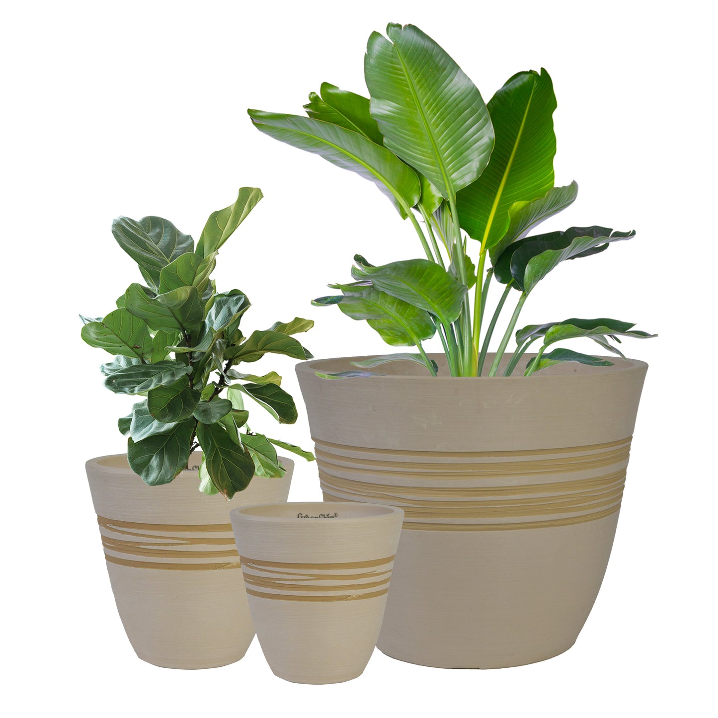 GreenShip Plant Pots 6 inch 8 inch 12 inch for Indoor Outdoor Plants,  Set of 3 Modern Decorative Planter with Drainage Hole,  Decorative Flower Pots(Plants Not Included)