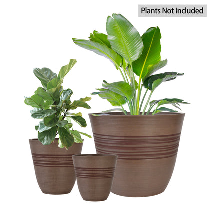 GreenShip Plant Pots 6 inch 8 inch 12 inch for Indoor Outdoor Plants,  Set of 3 Modern Decorative Planter with Drainage Hole,  Decorative Flower Pots(Plants Not Included)