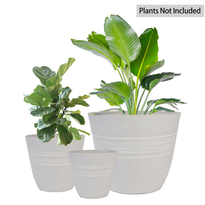 GreenShip Plant Pots 6 inch 8 inch 12 inch for Indoor Outdoor Plants,  Set of 3 Modern Decorative Planter with Drainage Hole,  Decorative Flower Pots(Plants Not Included)