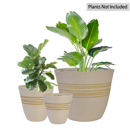 GreenShip Plant Pots 6 inch 8 inch 12 inch for Indoor Outdoor Plants,  Set of 3 Modern Decorative Planter with Drainage Hole,  Decorative Flower Pots(Plants Not Included)