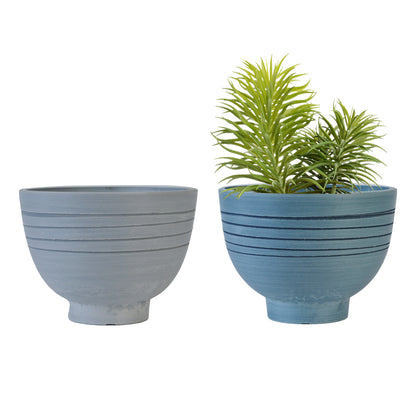 GreenShip Planter 8 inch W / 10 inch W Indoor Plants,  2 Pack Modern Decorative Plant Pots with Drainage Hole,  Cute Bowl Shape Flower Pots(Plants Not Included)