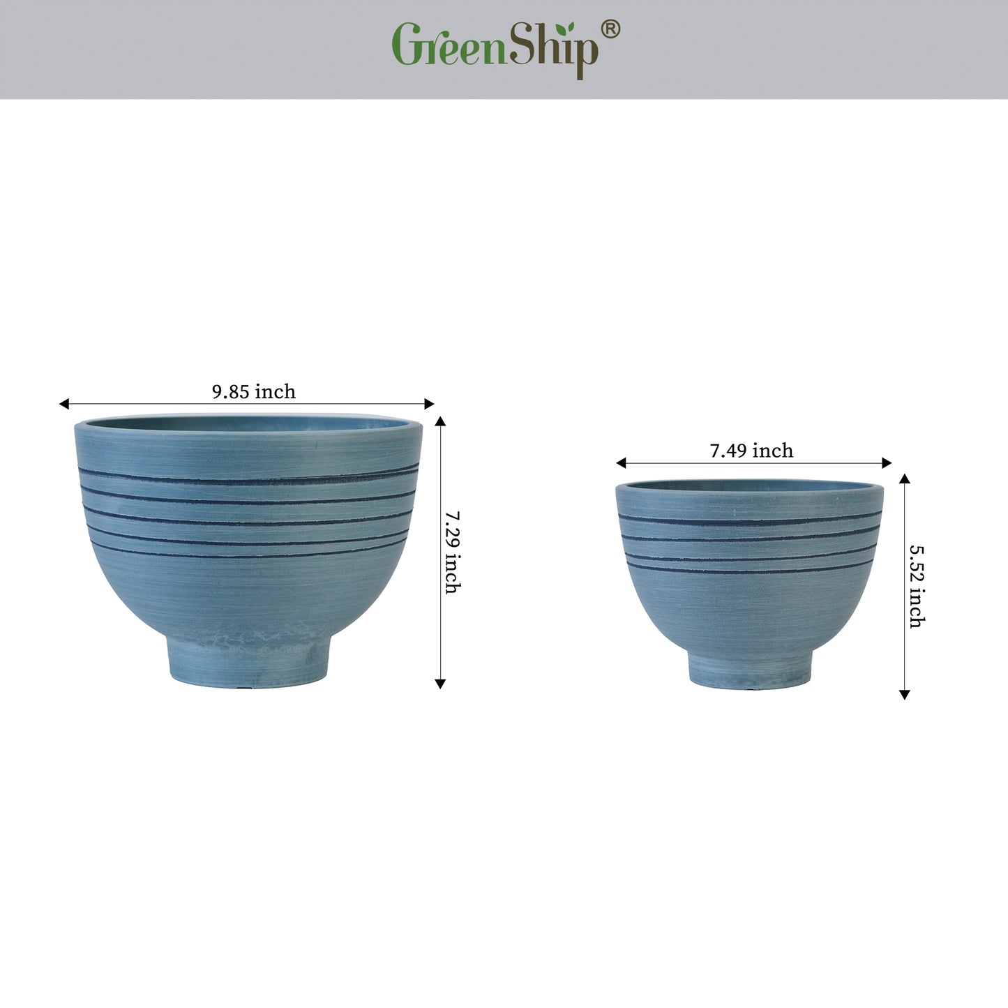 GreenShip Planter 8 inch W / 10 inch W Indoor Plants,  2 Pack Modern Decorative Plant Pots with Drainage Hole,  Cute Bowl Shape Flower Pots(Plants Not Included)