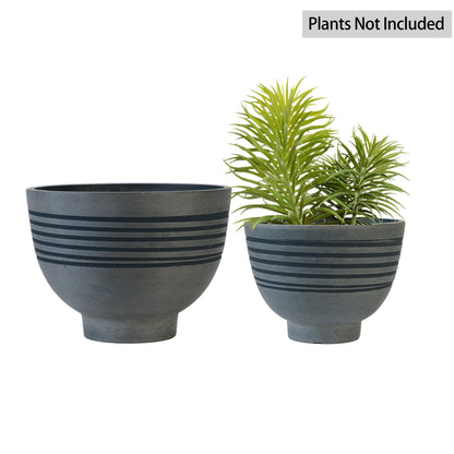 GreenShip Planter 8 inch W / 10 inch W Indoor Plants,  2 Pack Modern Decorative Plant Pots with Drainage Hole,  Cute Bowl Shape Flower Pots(Plants Not Included)