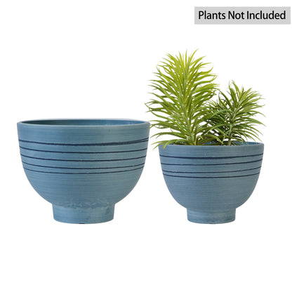 GreenShip Planter 8 inch W / 10 inch W Indoor Plants,  2 Pack Modern Decorative Plant Pots with Drainage Hole,  Cute Bowl Shape Flower Pots(Plants Not Included)